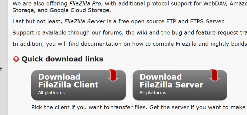 Web oficial de FileZilla