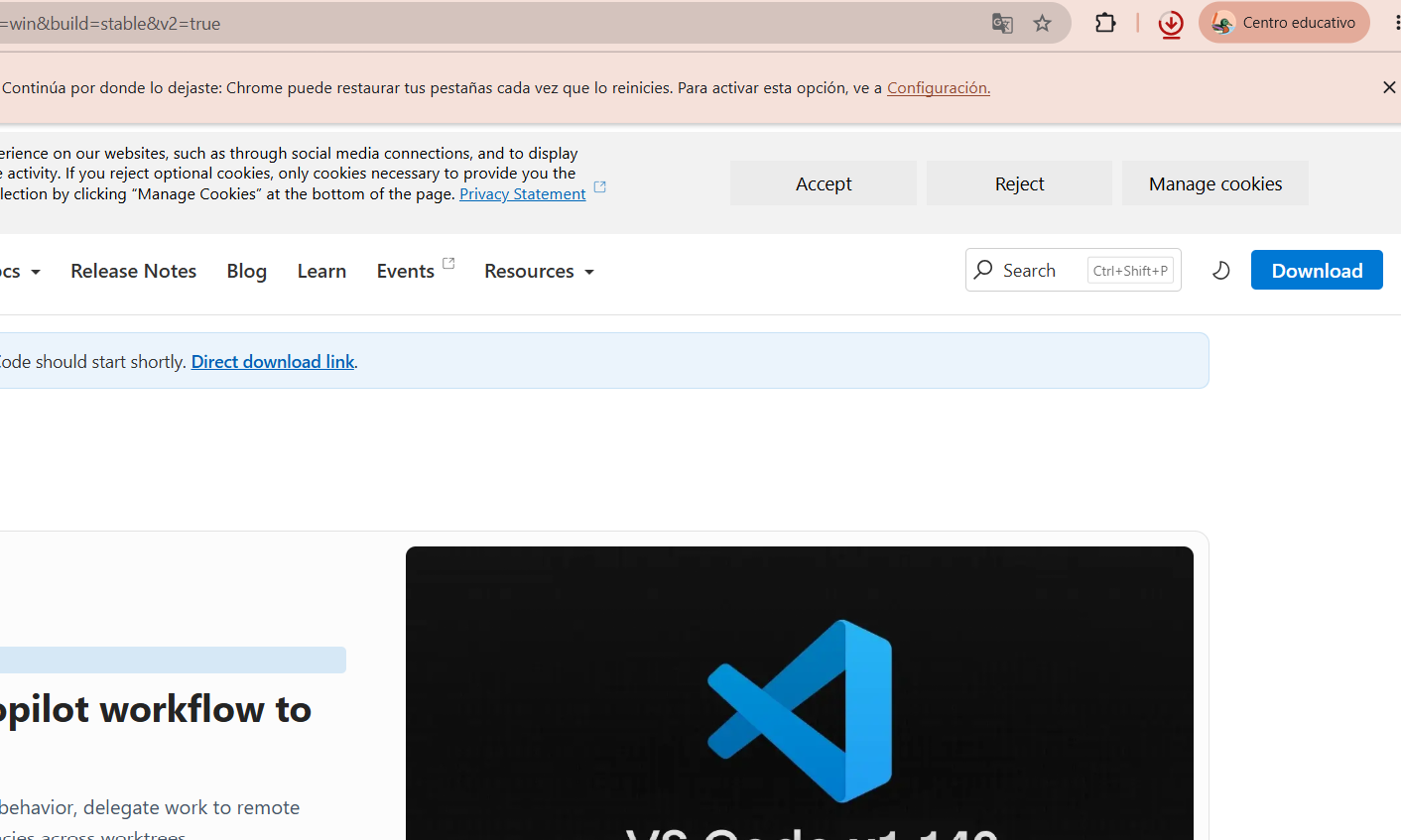 Descàrrega de Visual Studio Code per a Windows des del web oficial