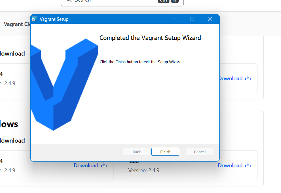 Assistent de Vagrant: instal·lació completada