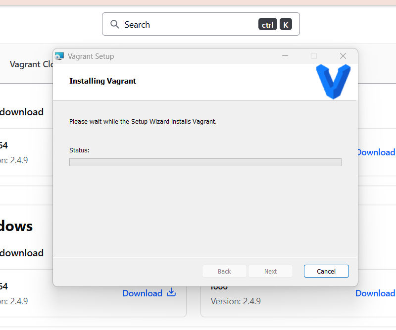 Assistent de Vagrant: instal·lació en curs